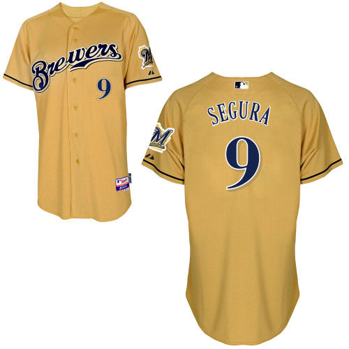 Jean Segura #9 MLB Jersey-Milwaukee Brewers Men's Authentic Gold Baseball Jersey